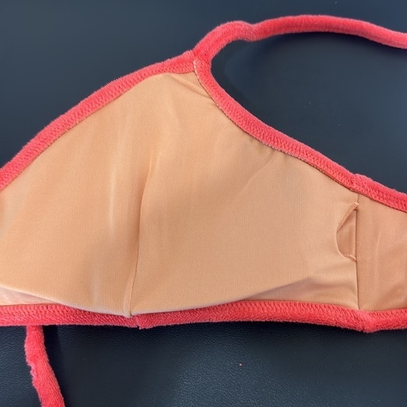 J. Crew Double String Triangle Bikini Top Women's 3X Pink Coral New BK551 Terry - Picture 5 of 11
